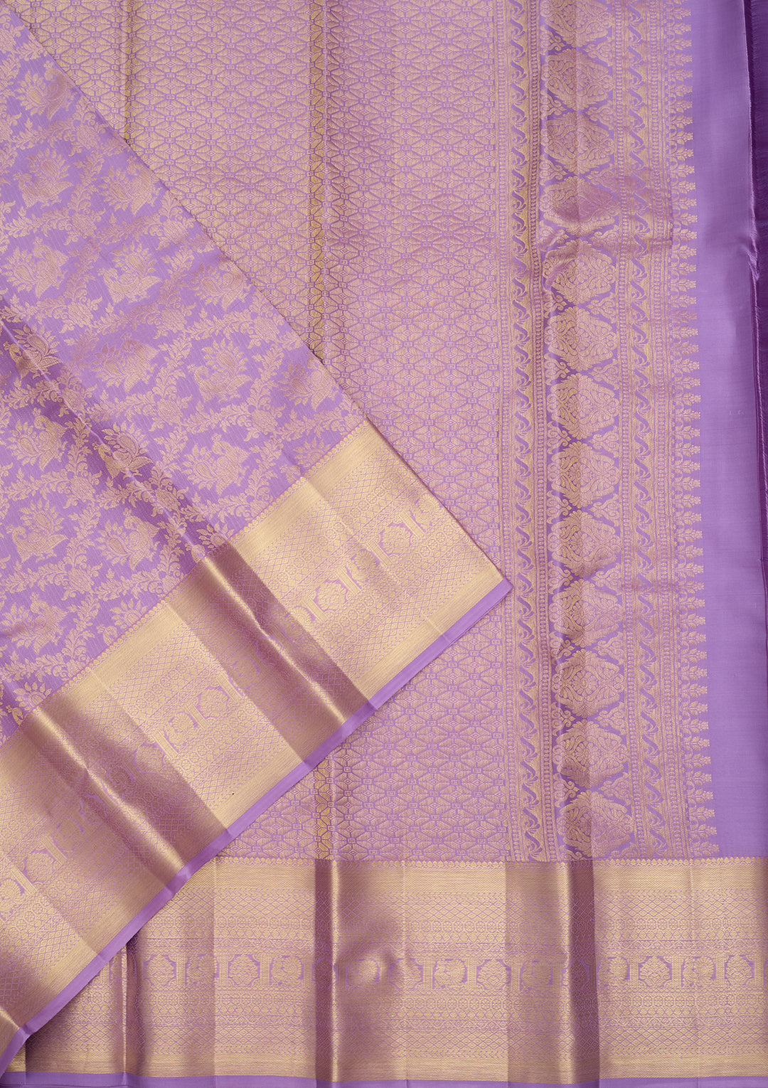 Lavender Silk Jaal Saree With Matching Blouse Piece