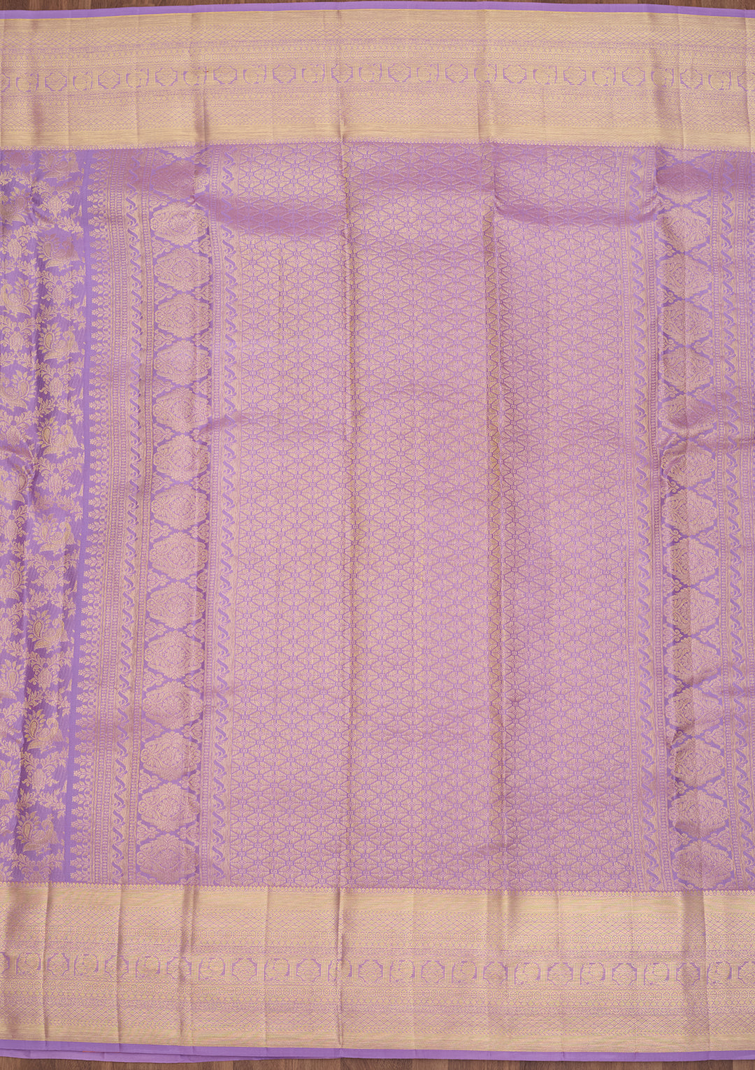 Lavender Silk Jaal Saree With Matching Blouse Piece