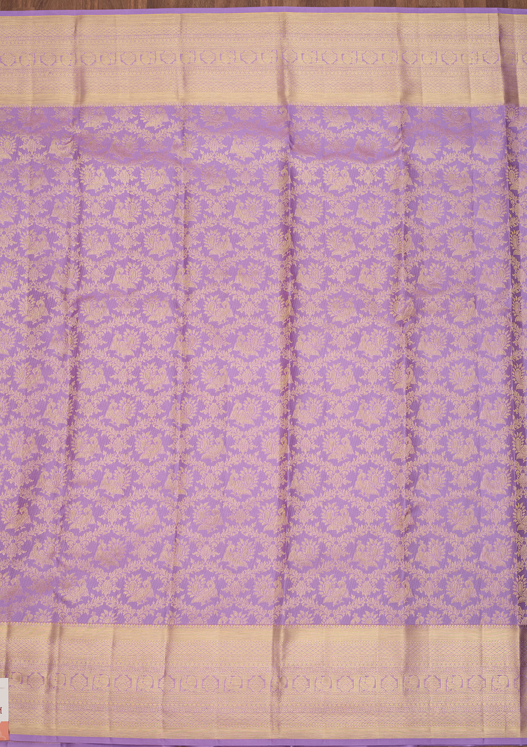 Lavender Silk Jaal Saree With Matching Blouse Piece