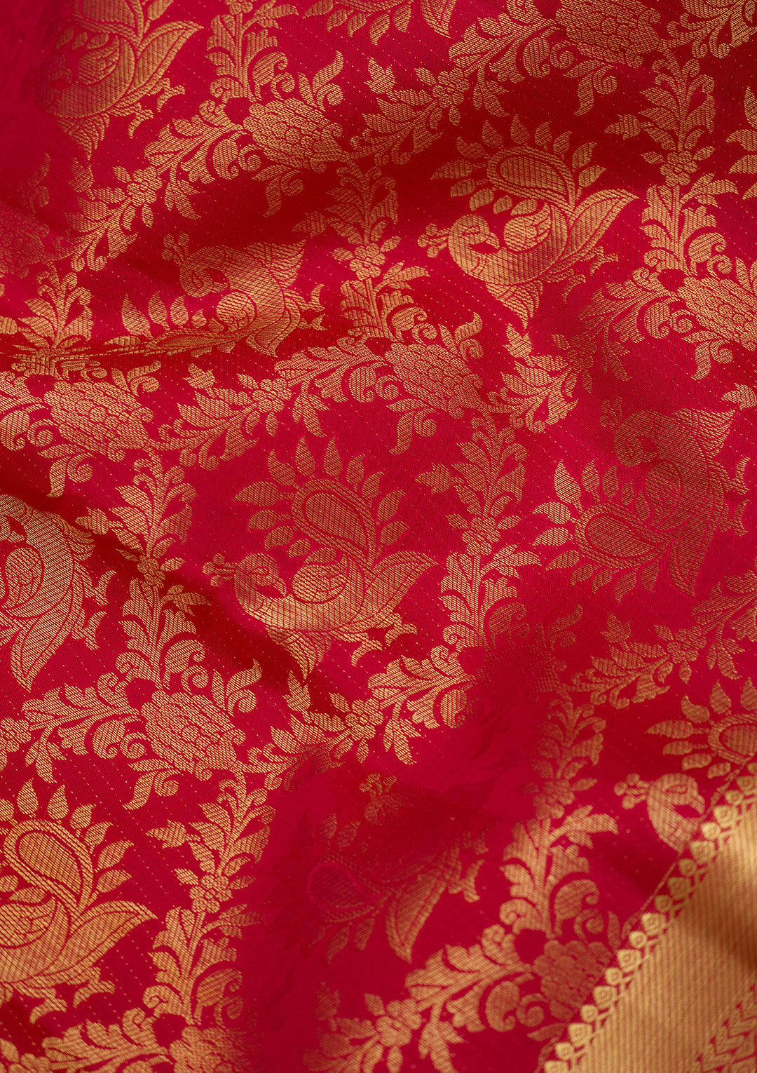 Rani Pink Silk Jaal Saree With Matching Blouse Piece
