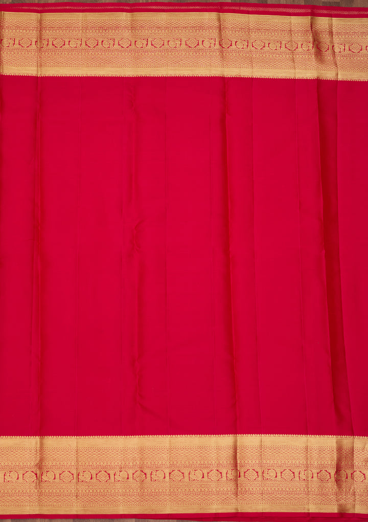 Rani Pink Silk Jaal Saree With Matching Blouse Piece