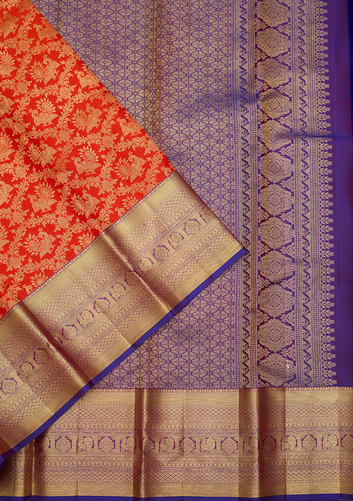 Rust  Pure Silk Saree