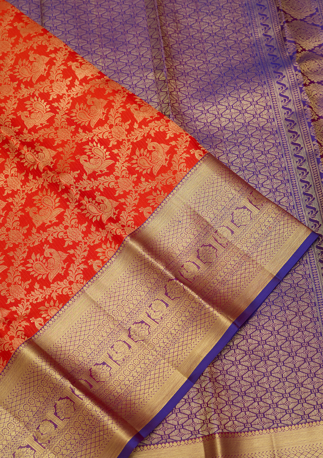 Rust  Pure Silk Saree