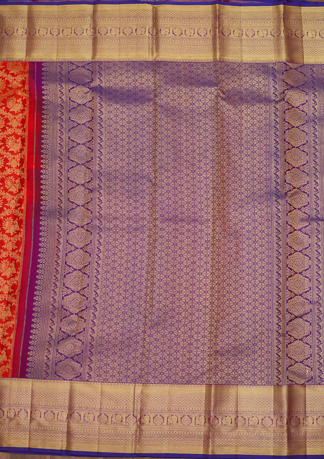 Rust  Pure Silk Saree