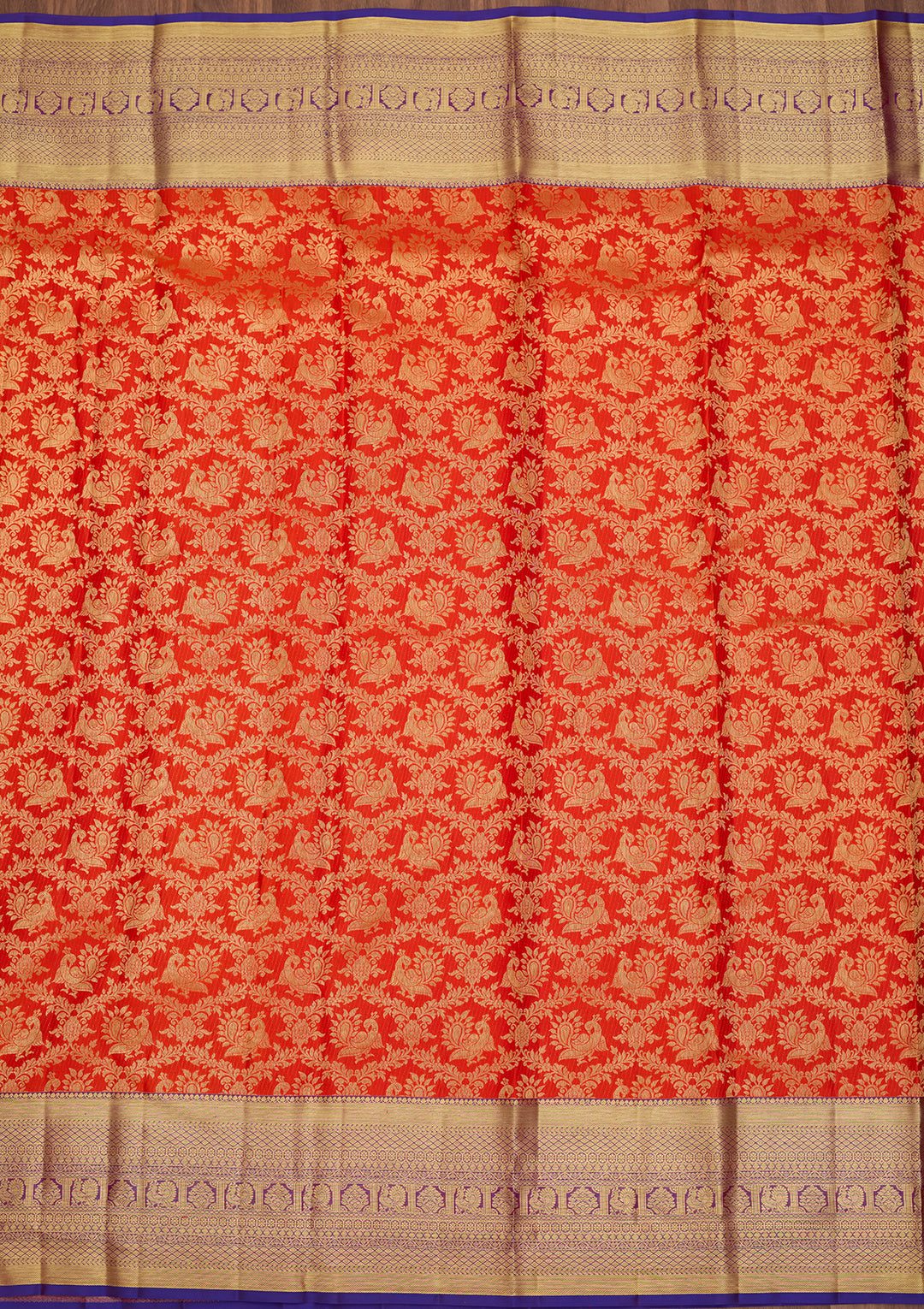 Rust  Pure Silk Saree