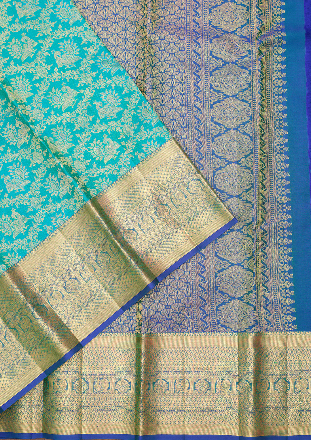 Turquoise Blue Kanjivaram Pure Silk Saree