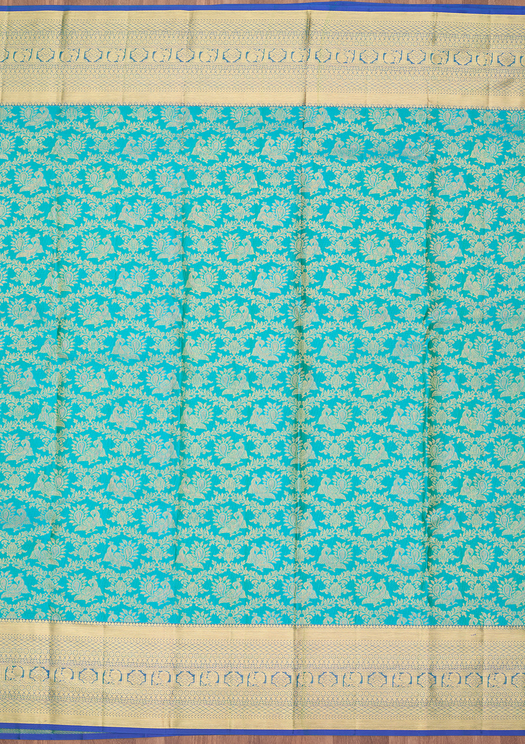 Turquoise Blue Kanjivaram Pure Silk Saree