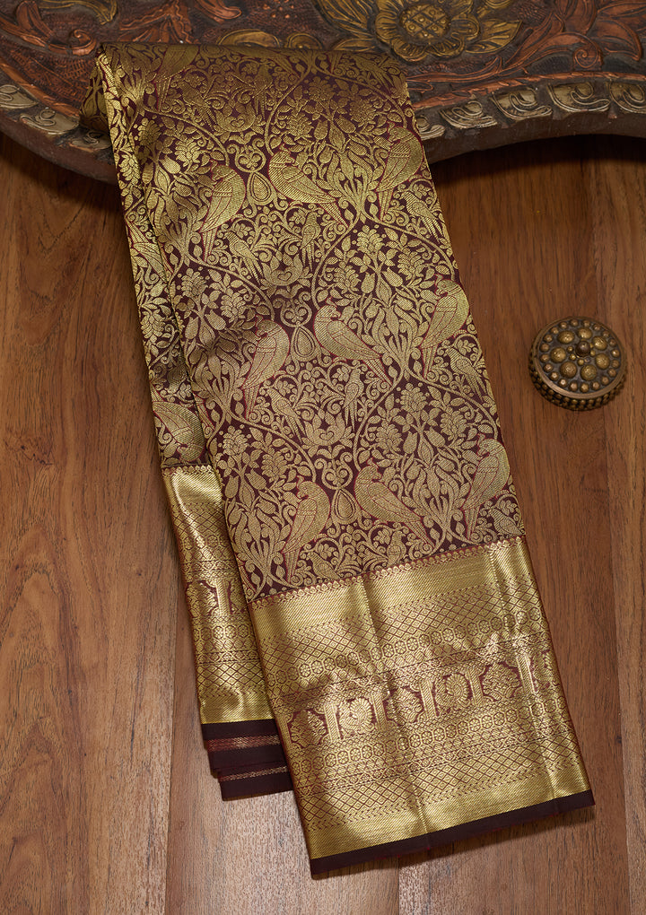 Dark Maroon  Pure Silk Saree