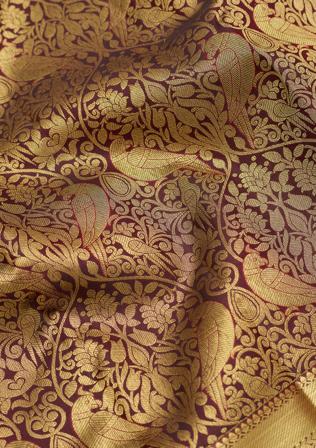 Dark Maroon  Pure Silk Saree