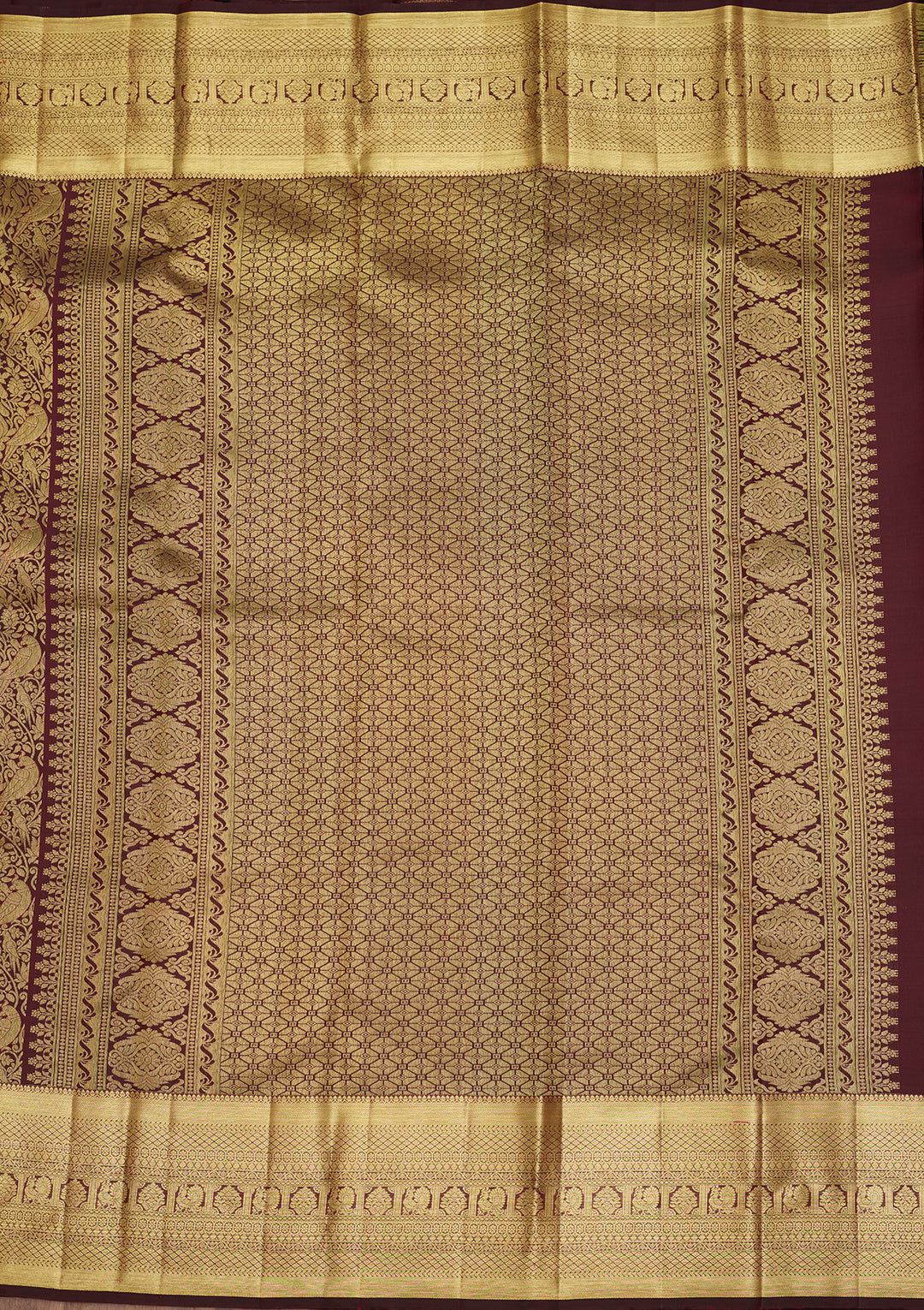 Dark Maroon  Pure Silk Saree