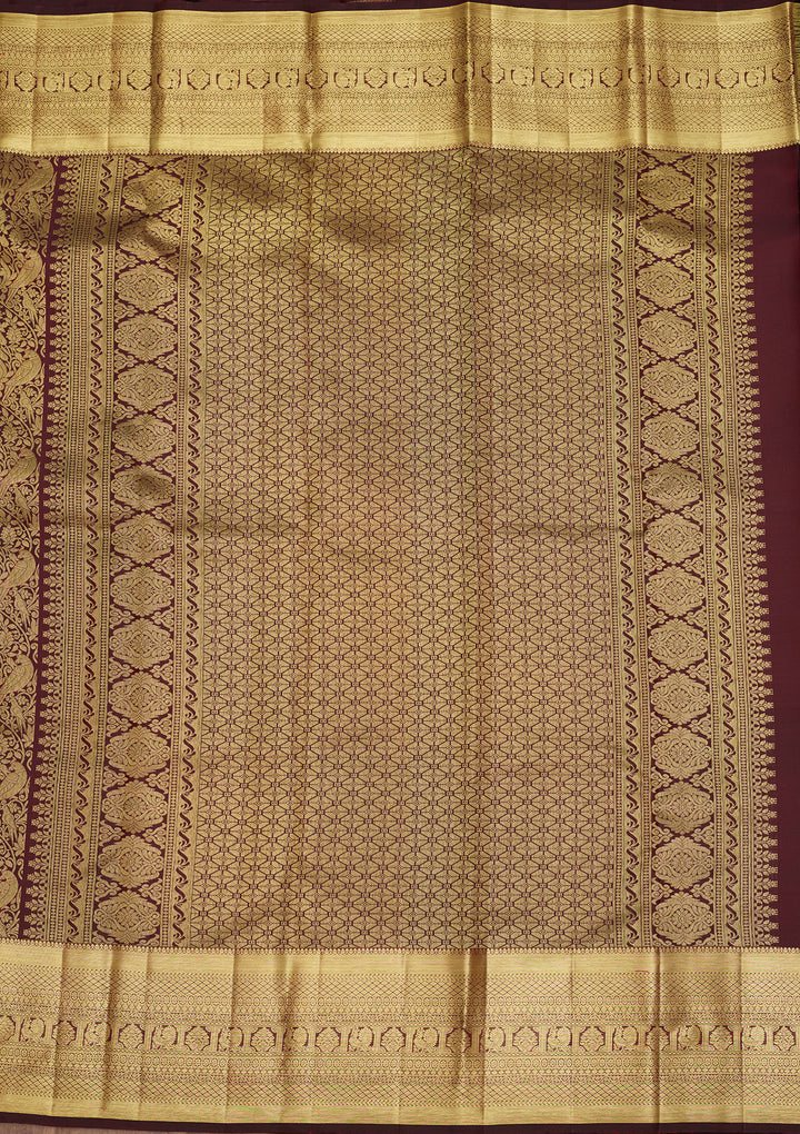Dark Maroon  Pure Silk Saree
