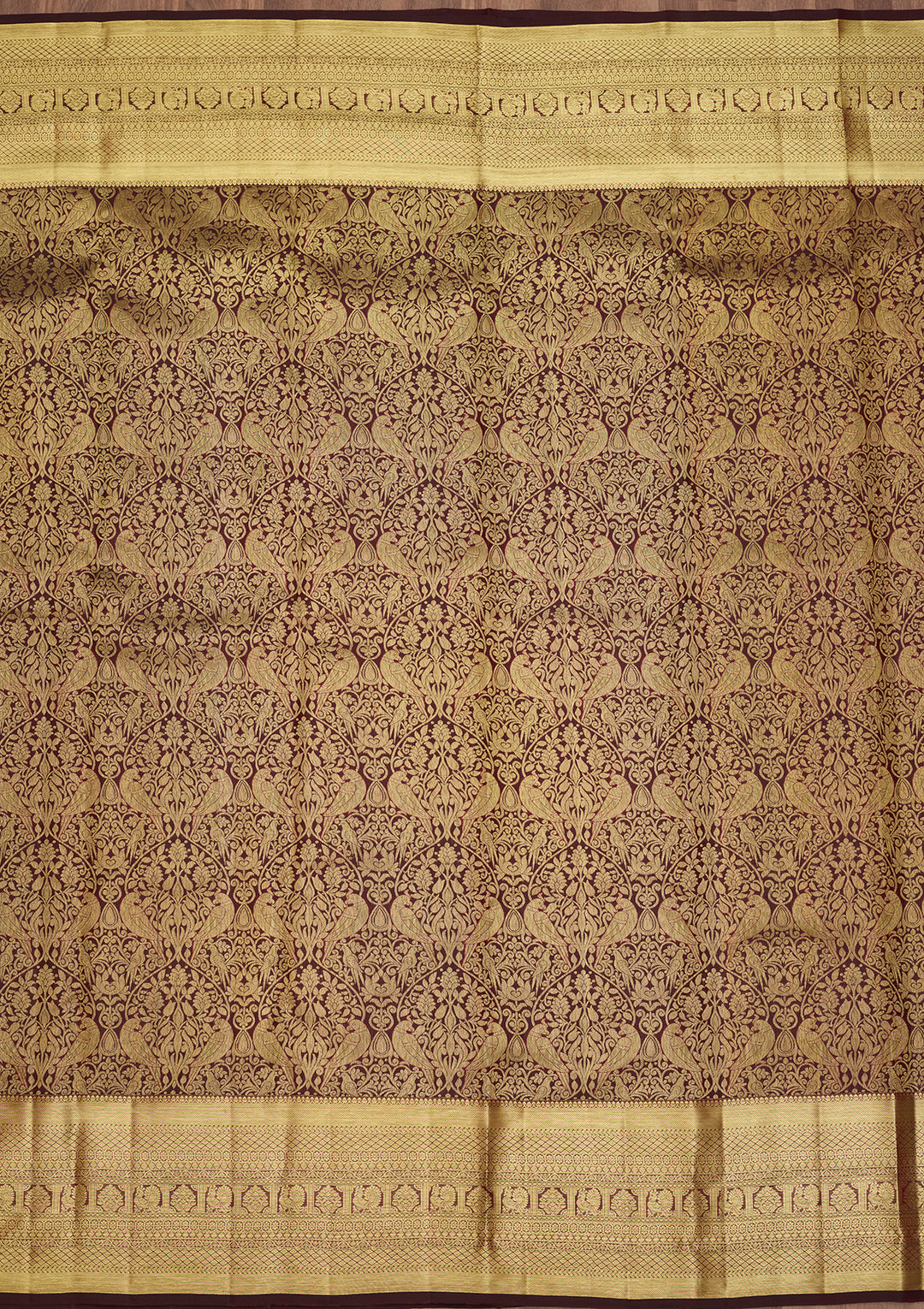 Dark Maroon  Pure Silk Saree
