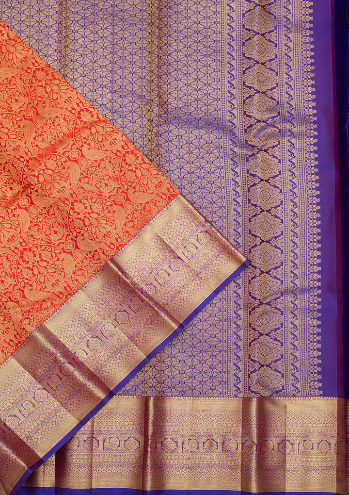 Rust  Pure Silk Saree