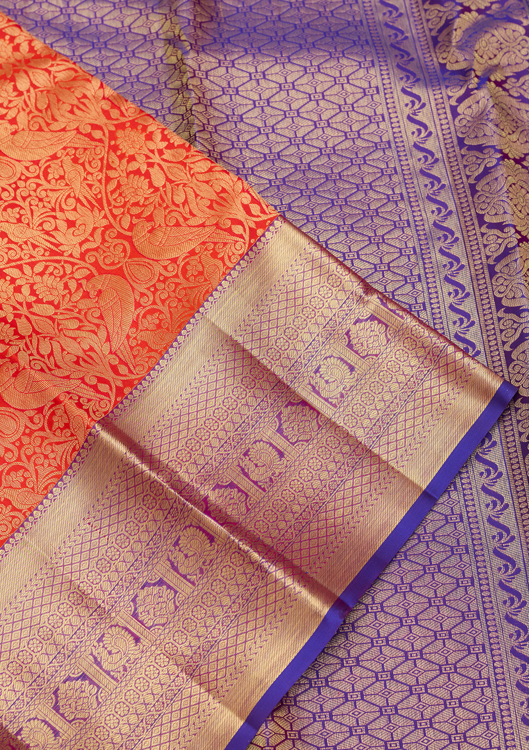 Rust  Pure Silk Saree