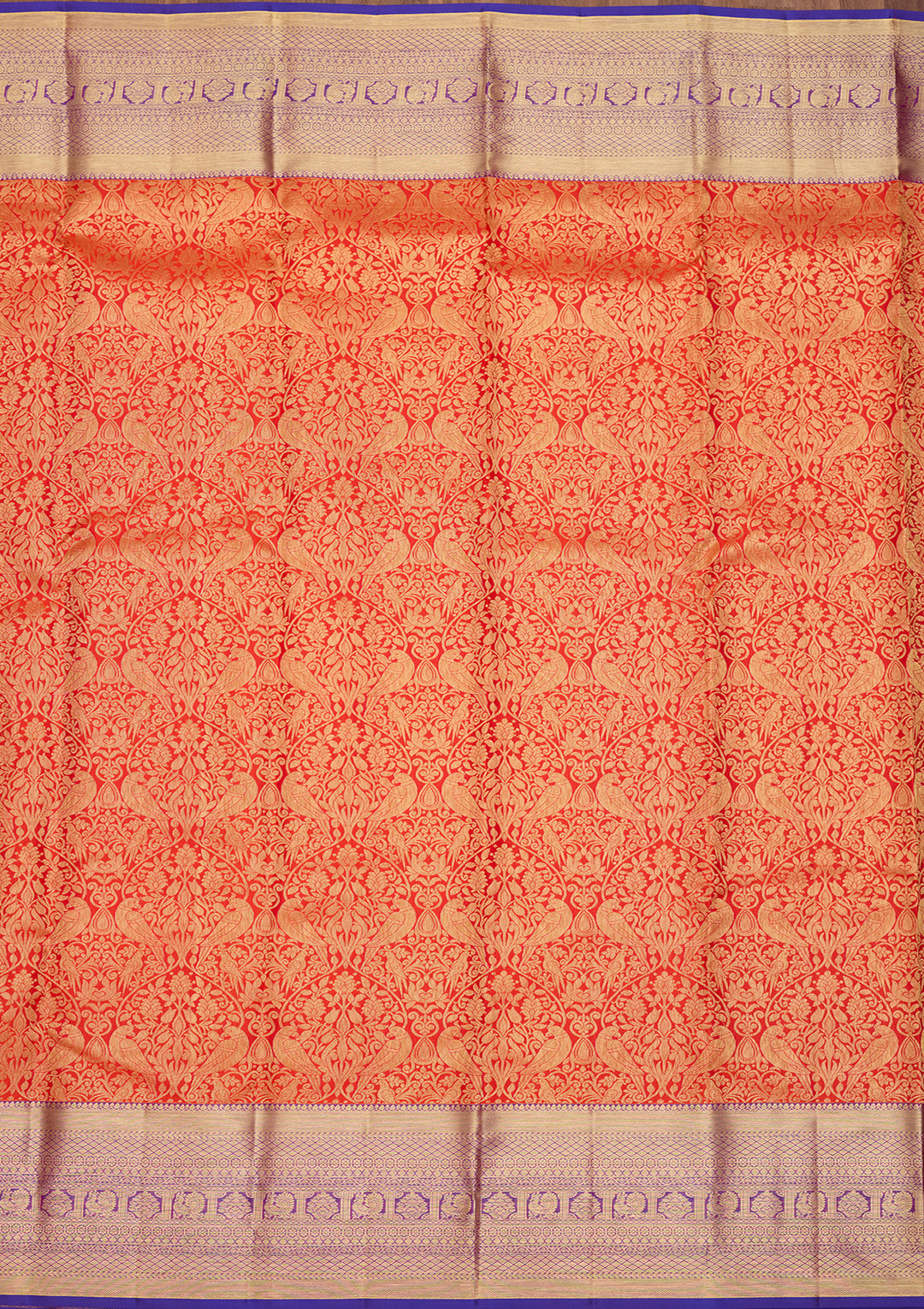 Rust  Pure Silk Saree