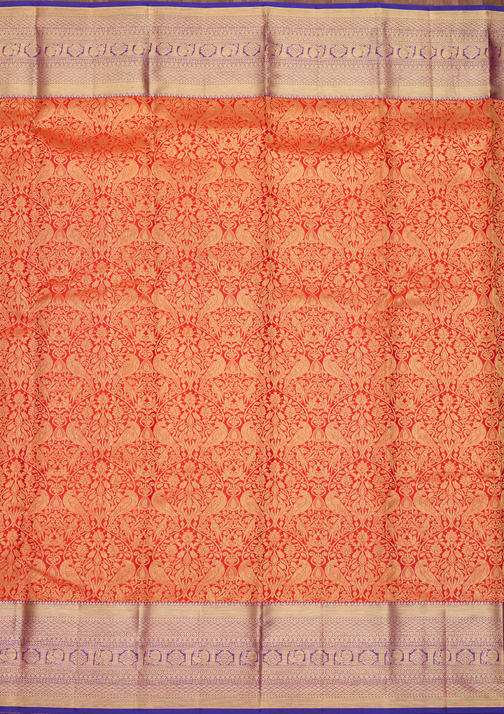 Rust  Pure Silk Saree