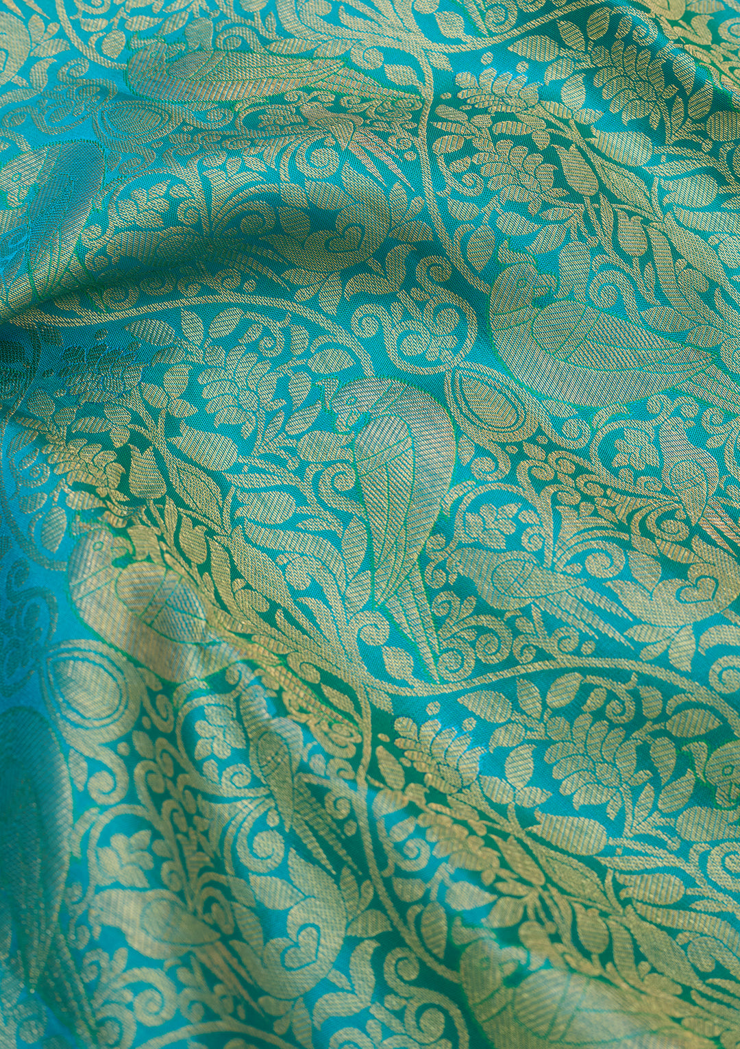 Turquoise Blue Silk Jaal Saree With Matching Blouse Piece