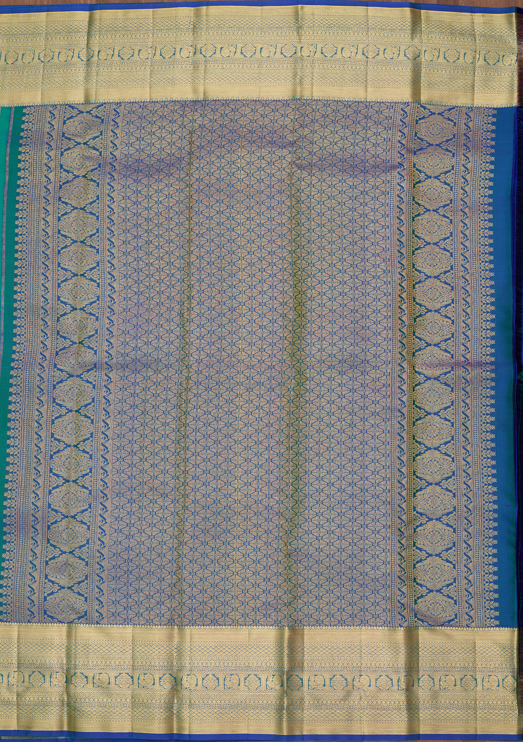 Turquoise Blue Silk Jaal Saree With Matching Blouse Piece