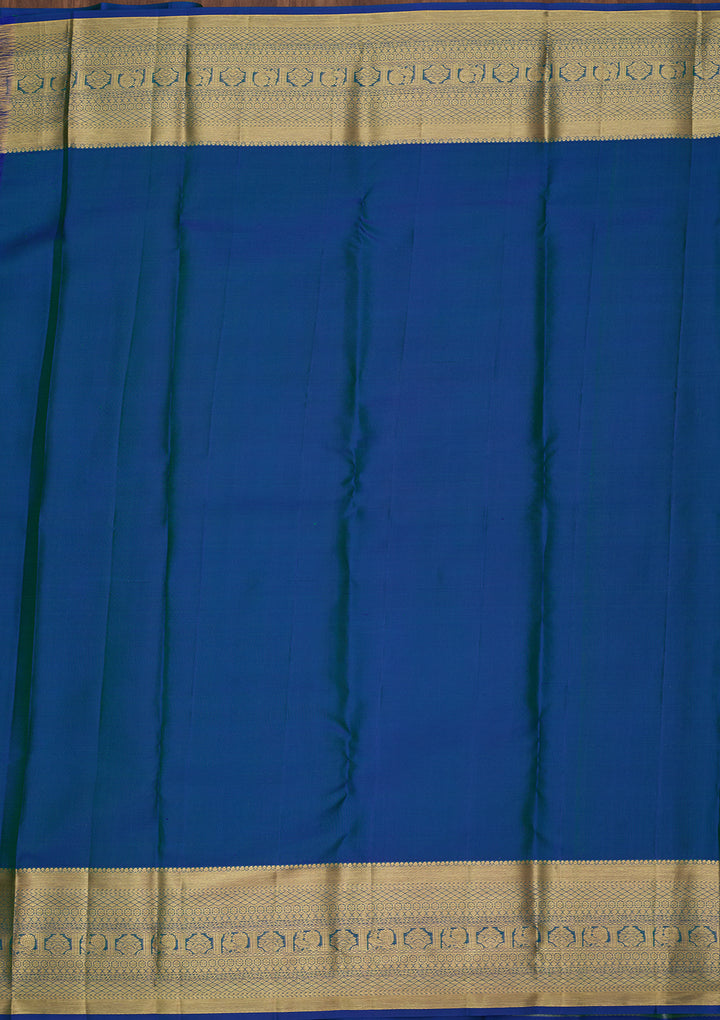 Turquoise Blue Silk Jaal Saree With Matching Blouse Piece