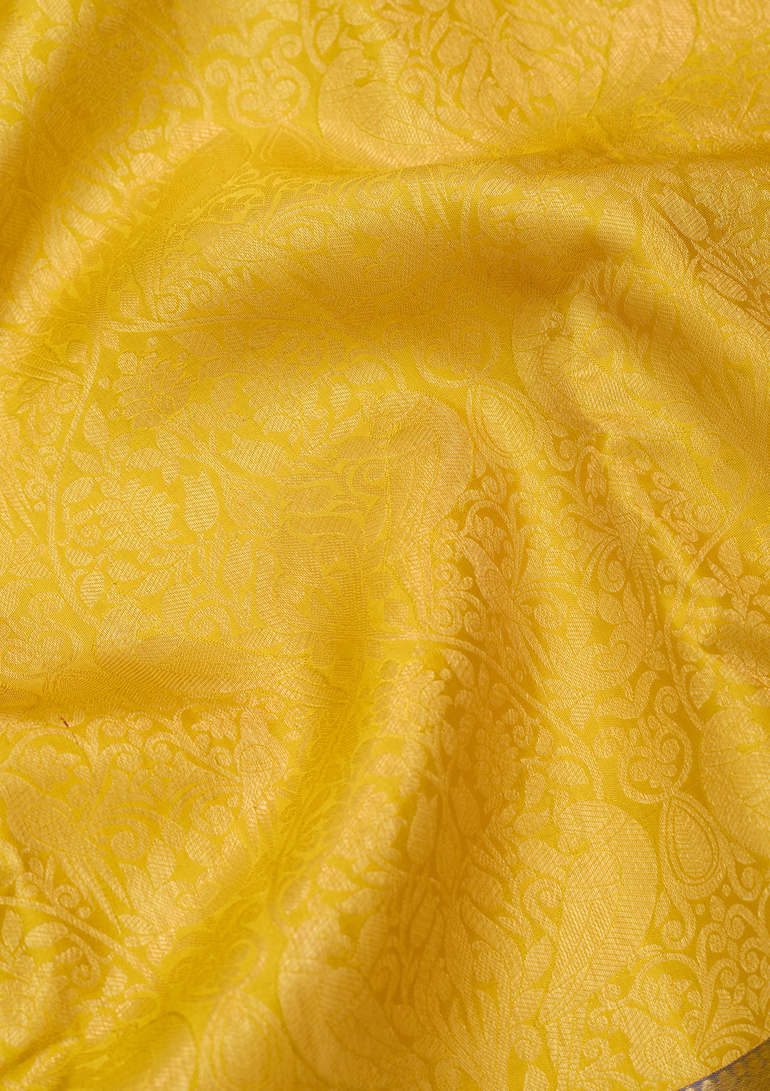 Yellow Silk Jaal Saree With Matching Blouse Piece
