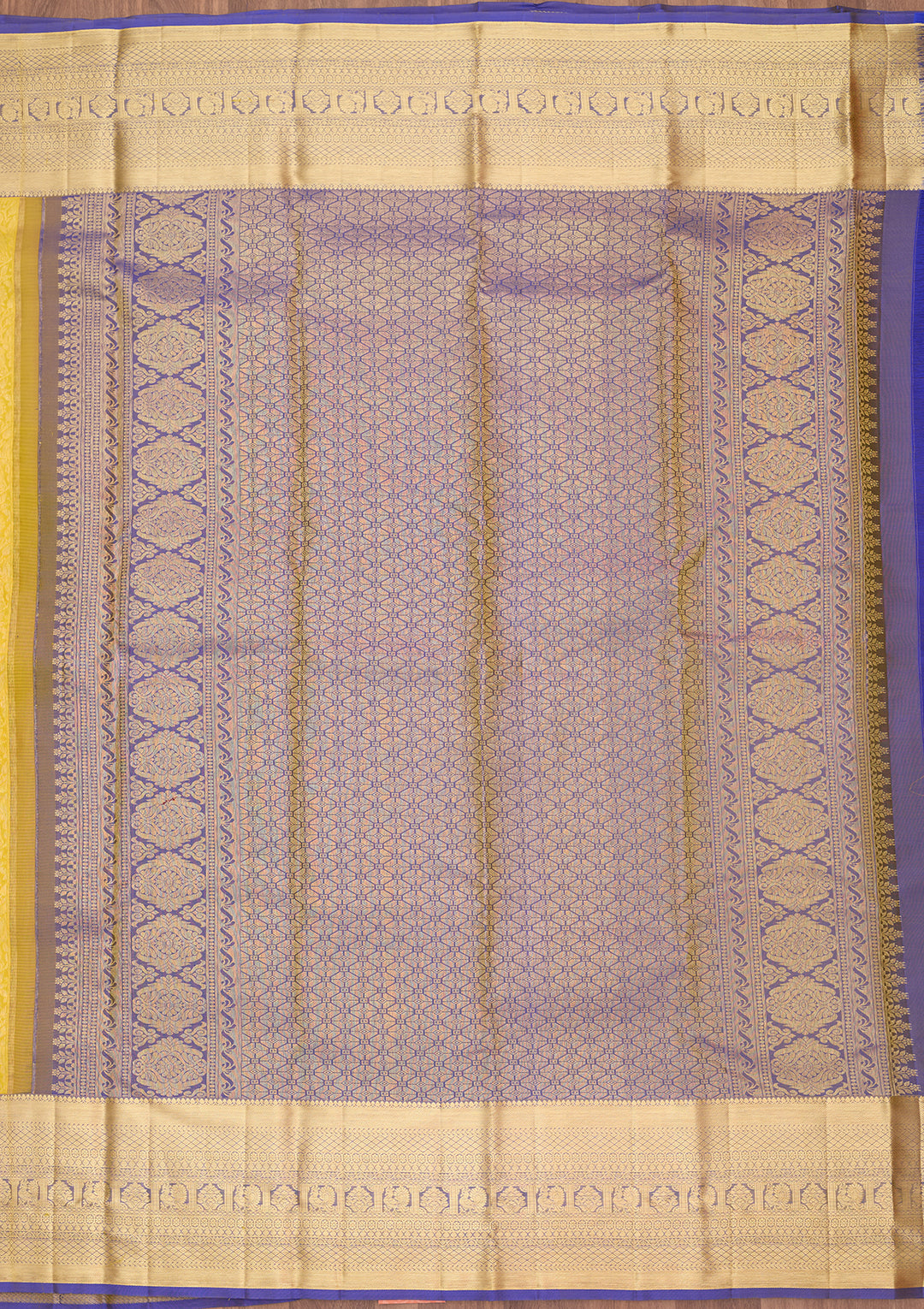 Yellow Silk Jaal Saree With Matching Blouse Piece