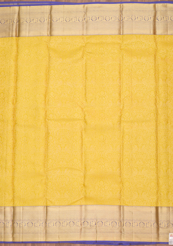 Yellow Silk Jaal Saree With Matching Blouse Piece