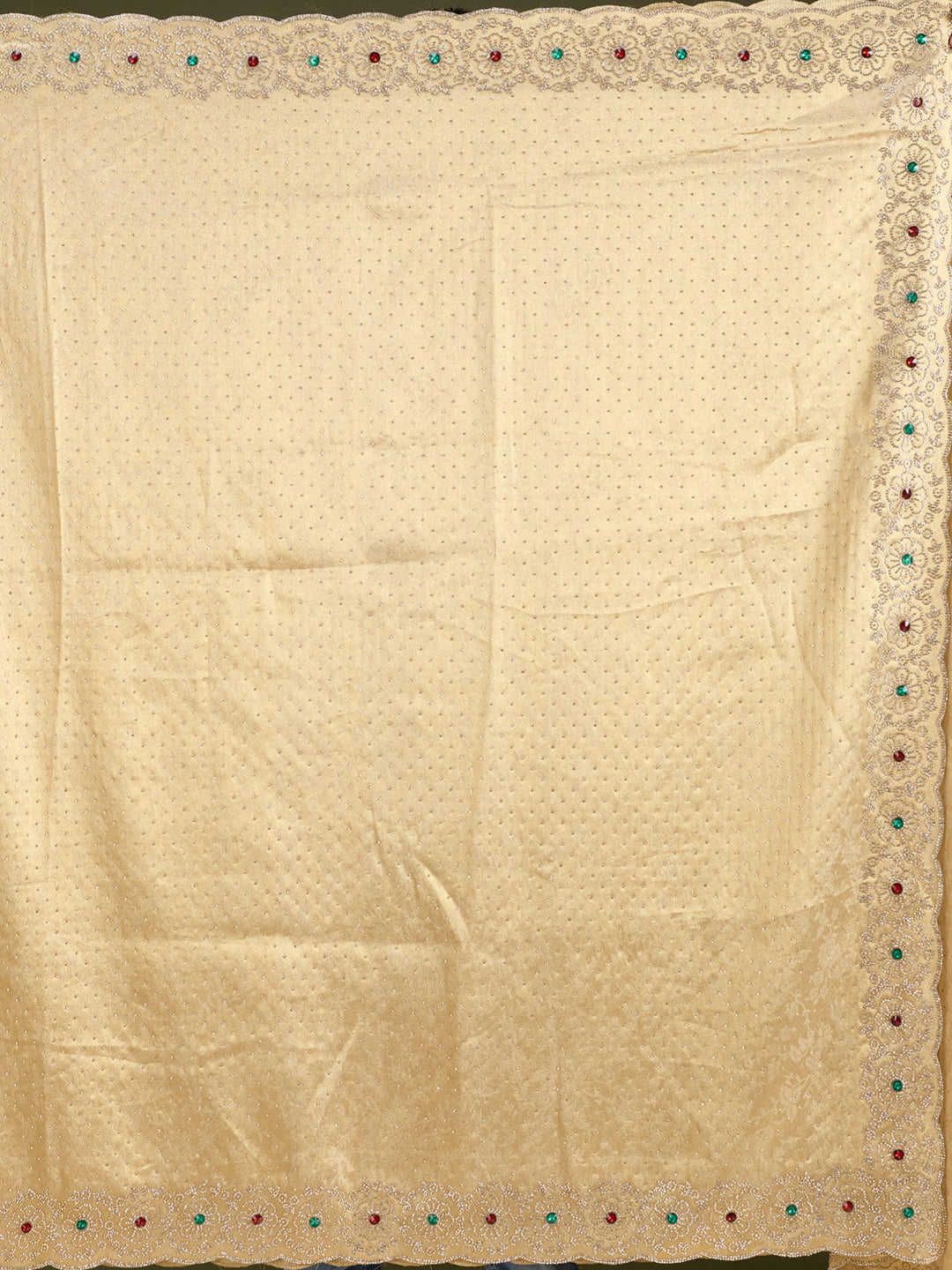 Gold Organza Silver Stonework Saree With Matching Blouse Piece