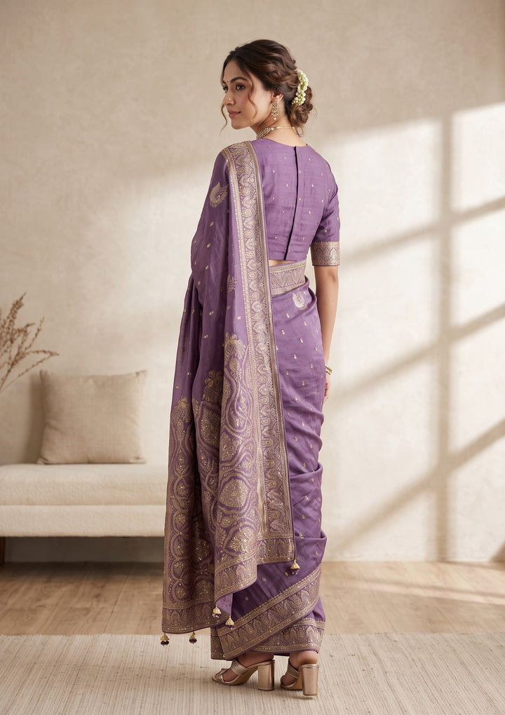 Lavender Banarasi Silk Saree