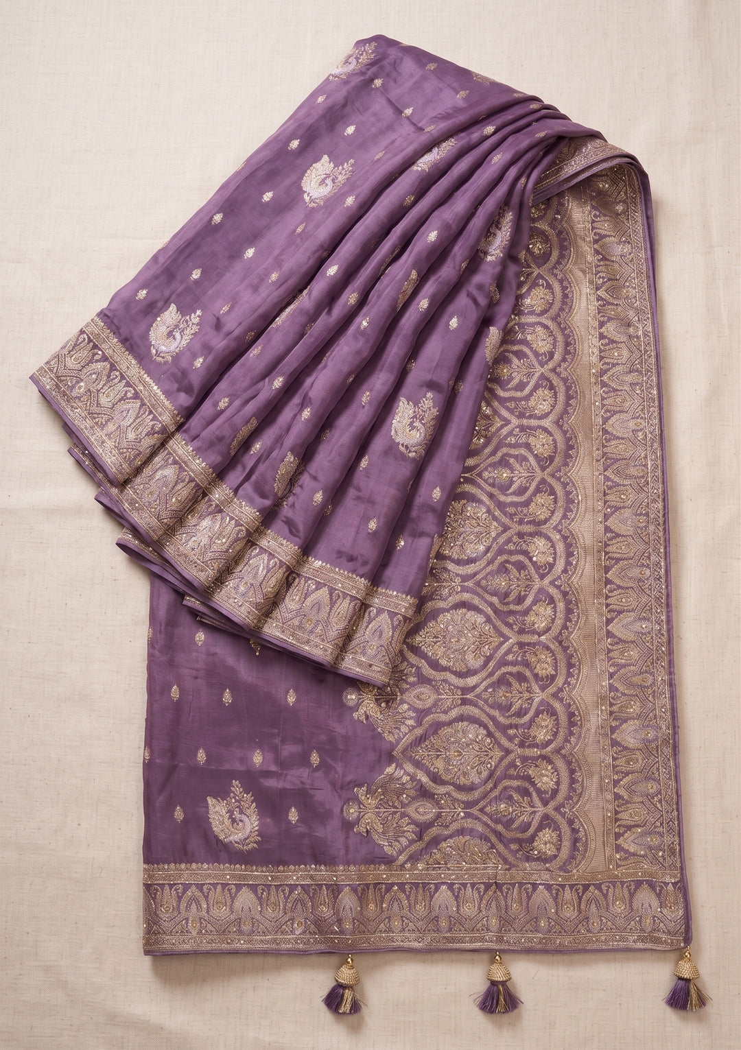 Lavender Banarasi Silk Saree
