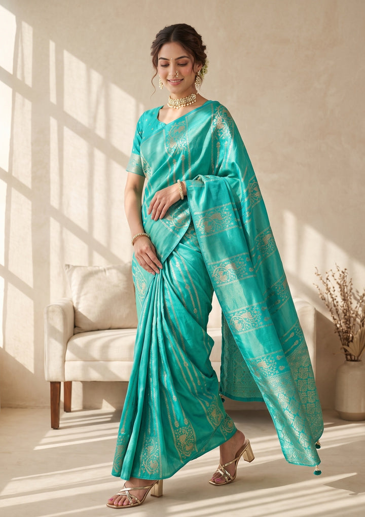 Sea Green Banarasi Silk Saree