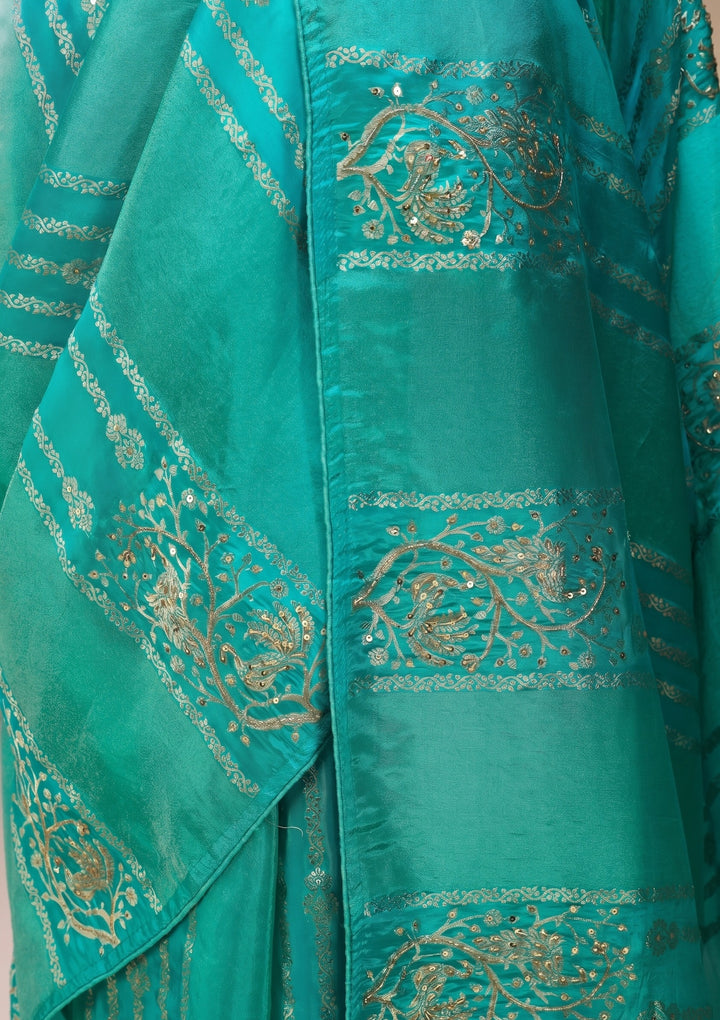 Sea Green Banarasi Silk Saree