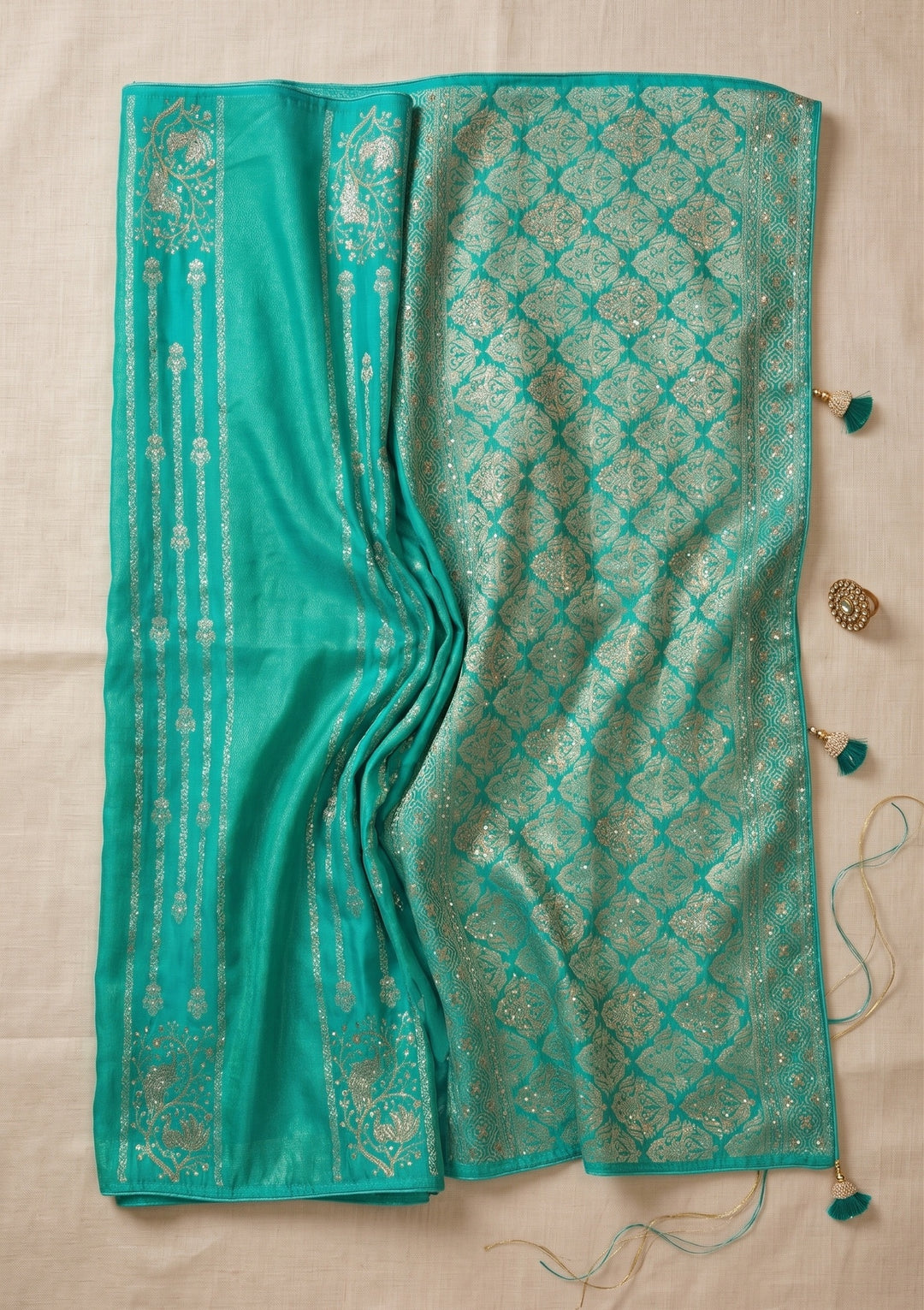 Sea Green Banarasi Silk Saree