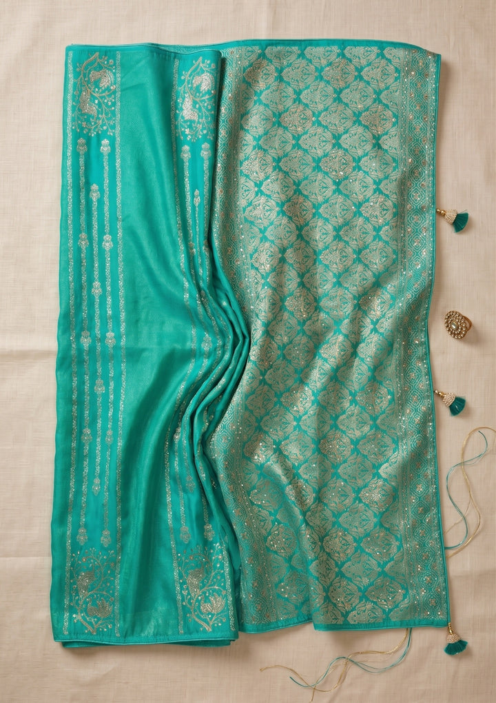 Sea Green Banarasi Silk Saree