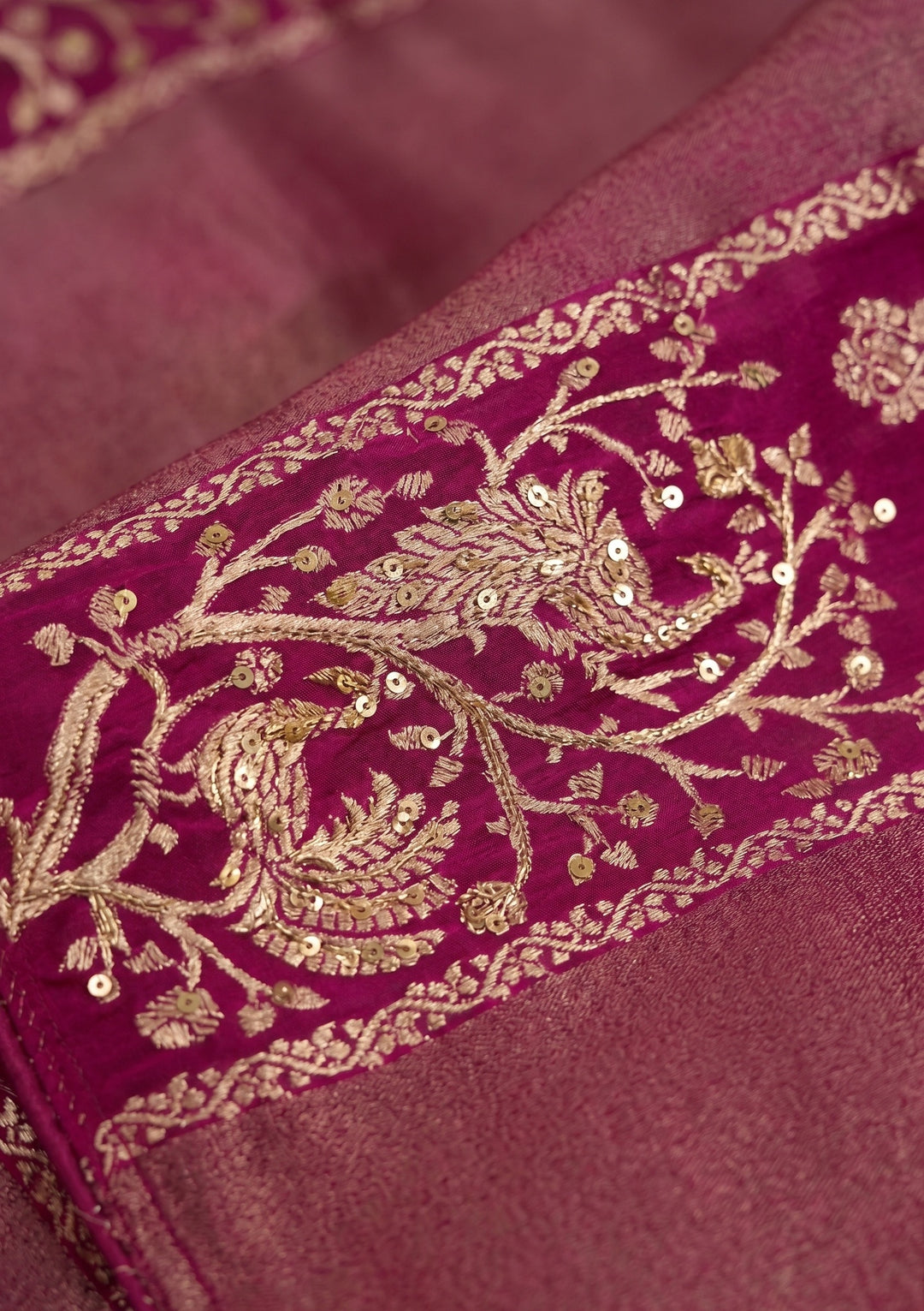 Wine Banarasi Silk Saree
