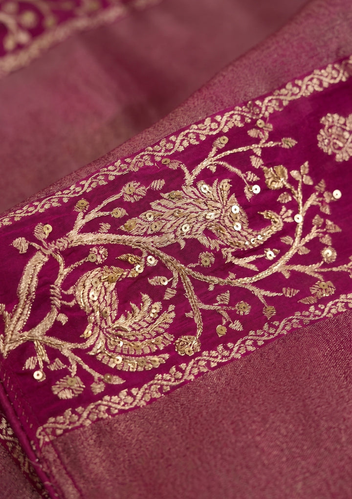 Wine Banarasi Silk Saree