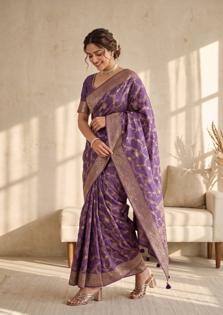 Purple Banarasi Silk Saree