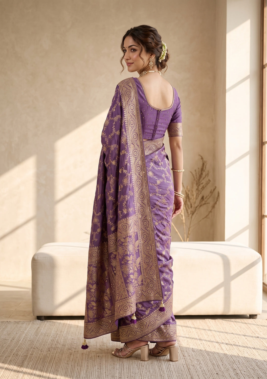 Purple Banarasi Silk Saree