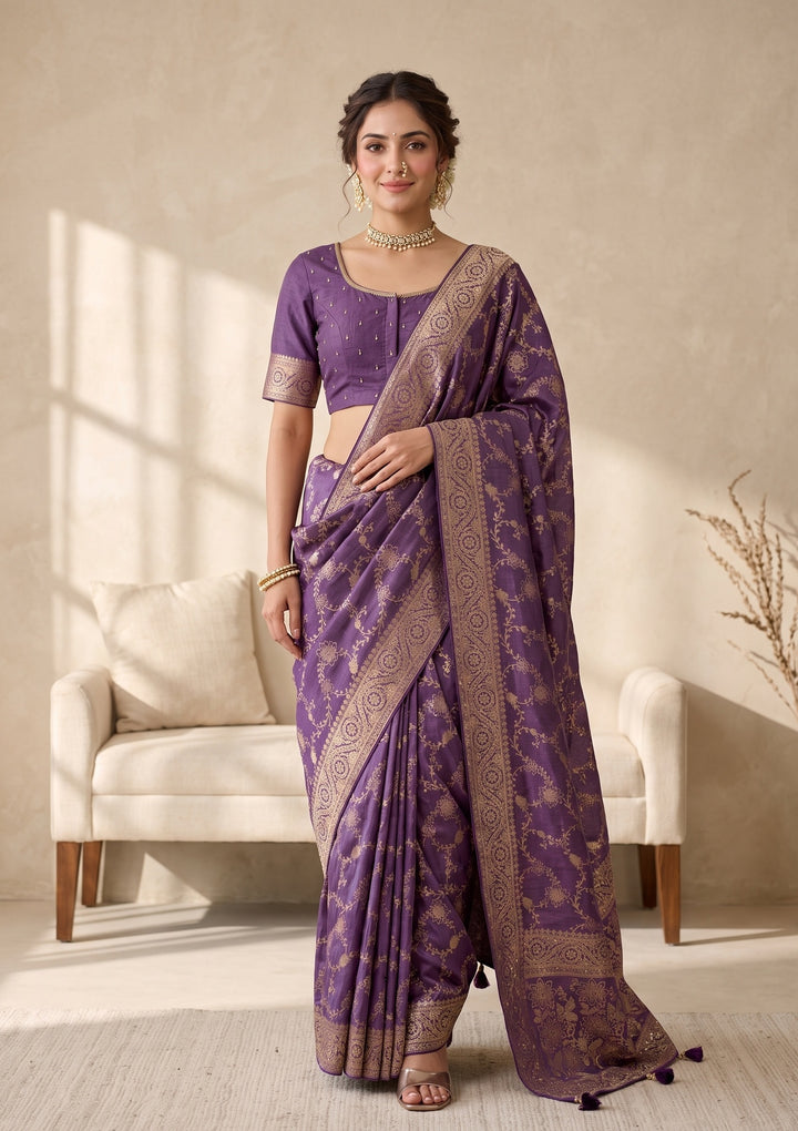 Purple Banarasi Silk Saree