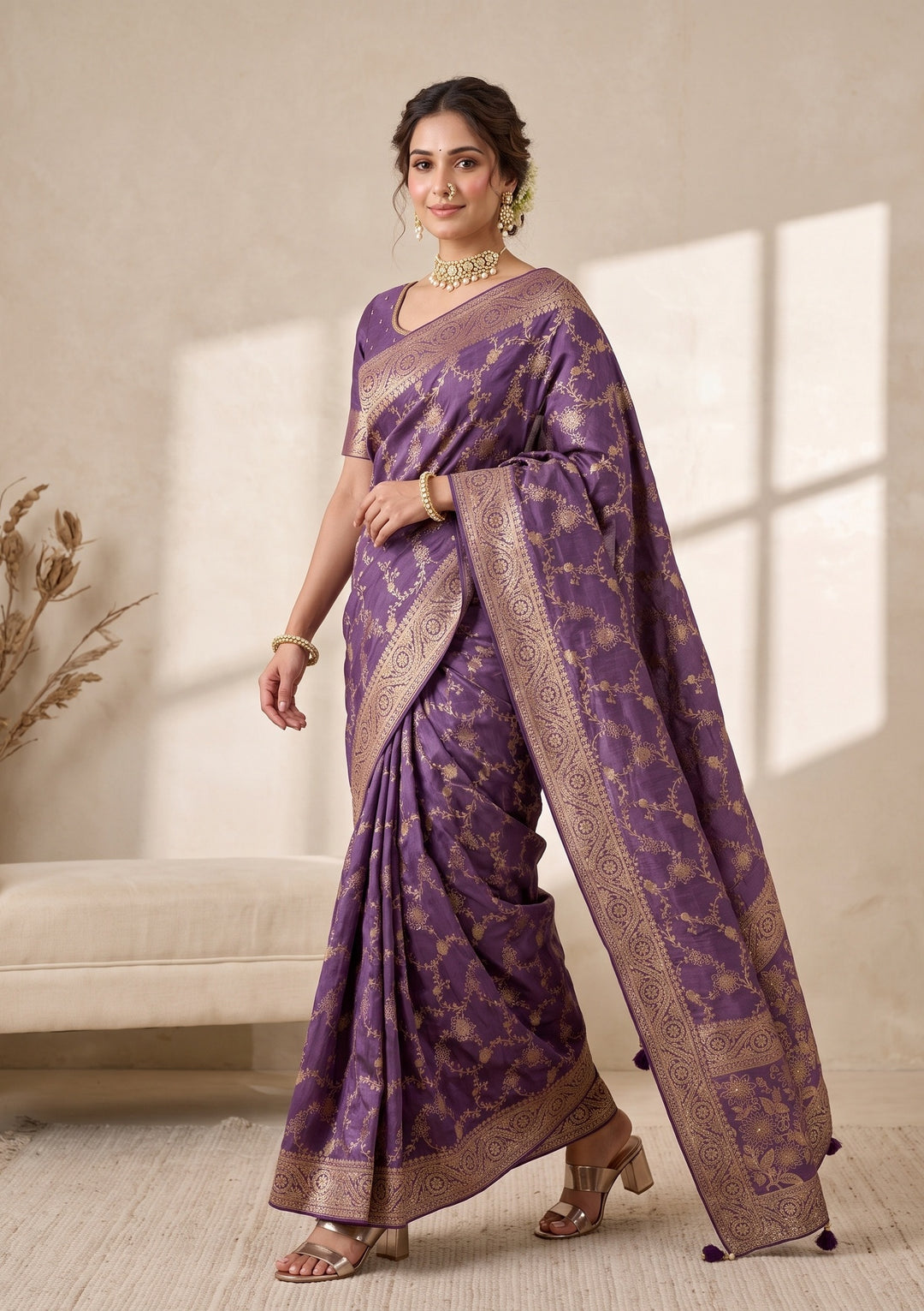 Purple Banarasi Silk Saree