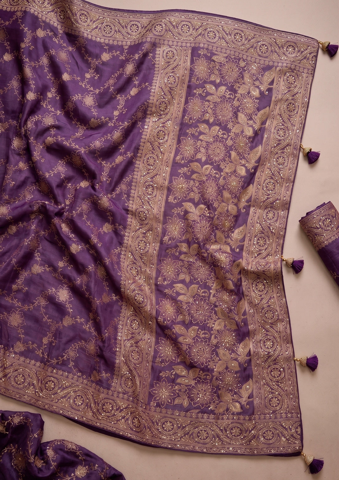Purple Banarasi Silk Saree
