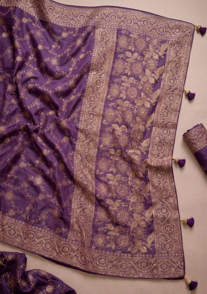 Purple Banarasi Silk Saree