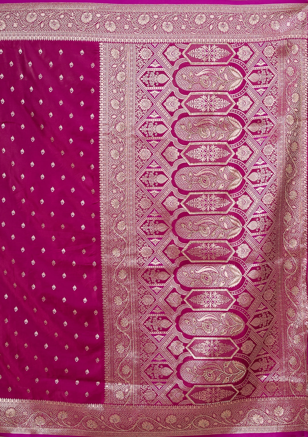 Wine Silk Buti Gold Stonework Saree With Matching Blouse Piece