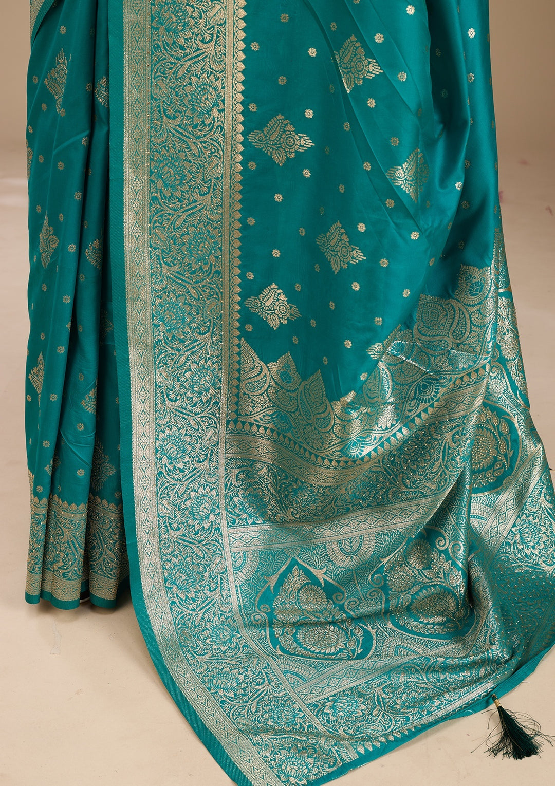 Red Stonework (Gold) Art Silk Saree