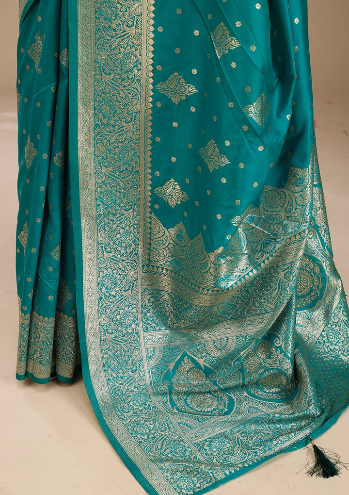 Red Stonework (Gold) Art Silk Saree
