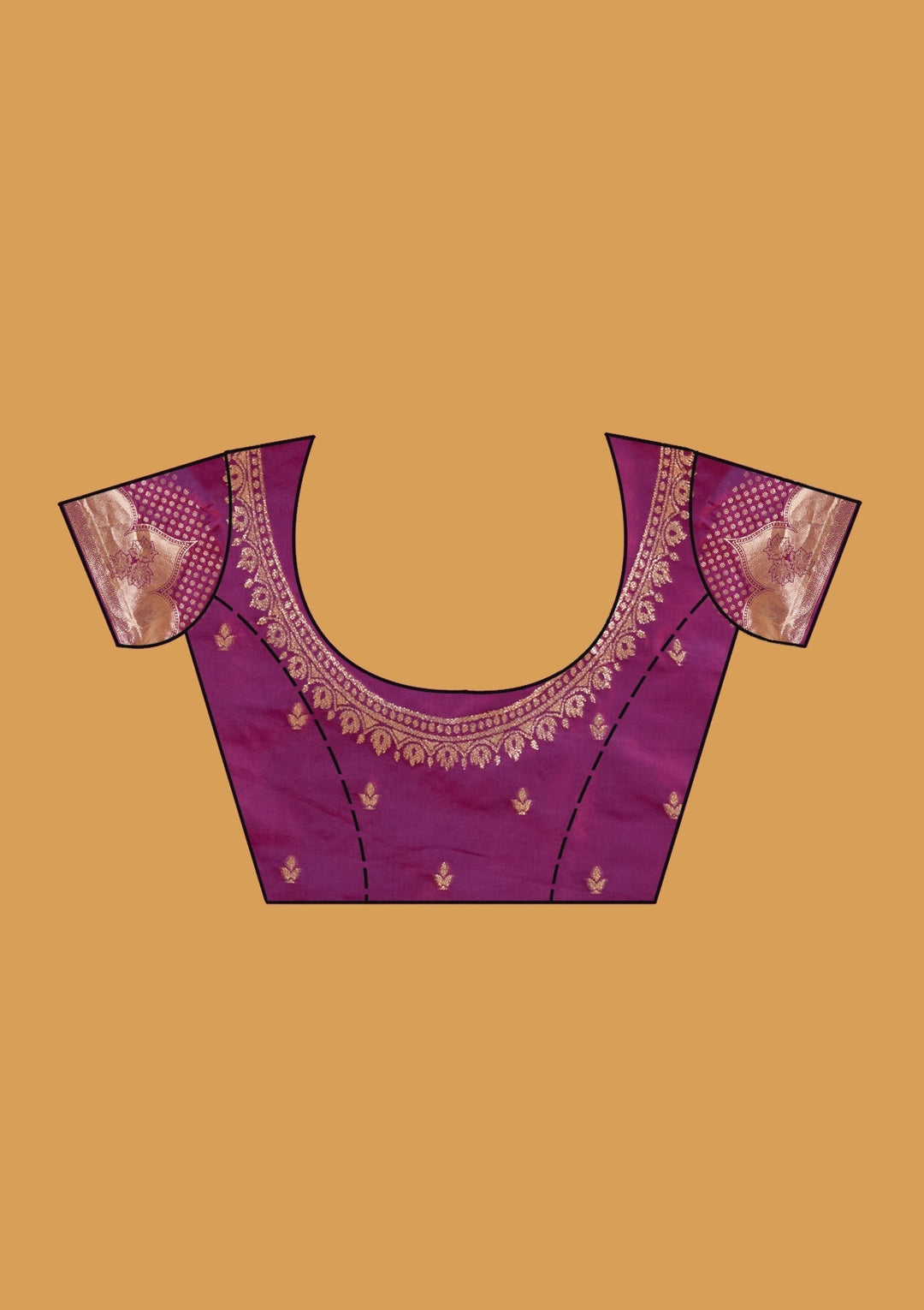 Purple Silk Buti Gold Stonework Saree With Matching Blouse Piece