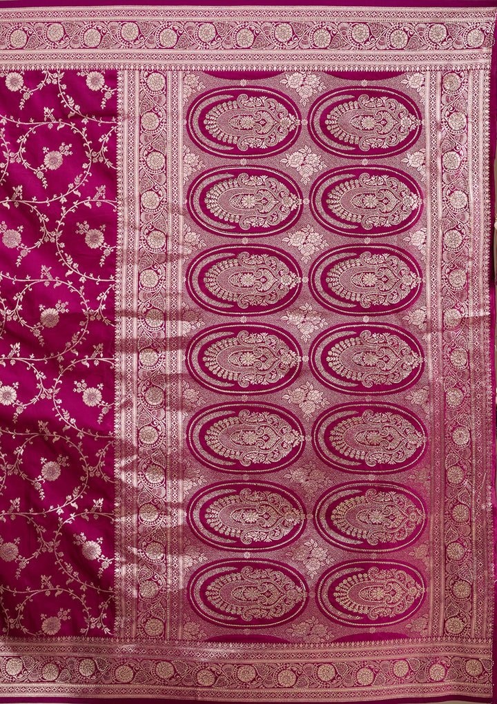 Wine Silk Jaal Gold Stonework Saree With Matching Blouse Piece