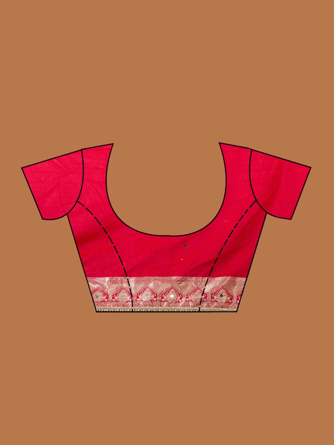 Red Silk Buti Gold Stonework Saree With Matching Blouse Piece