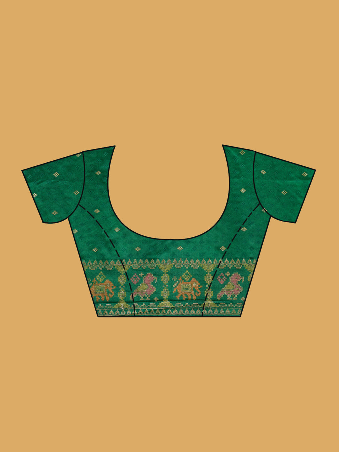 Bottle Green Patola Art Silk Saree