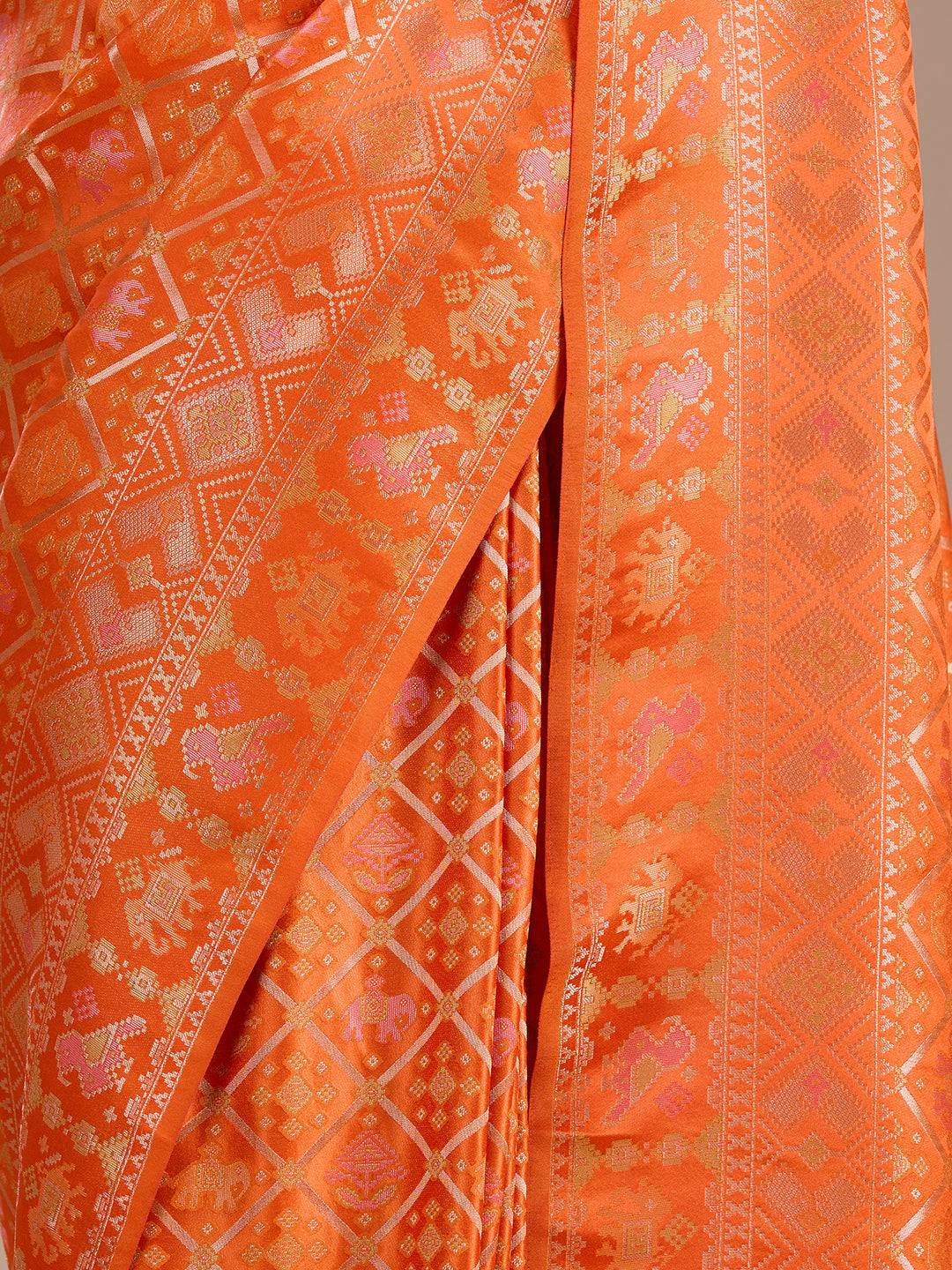Rust Patola Art Silk Saree