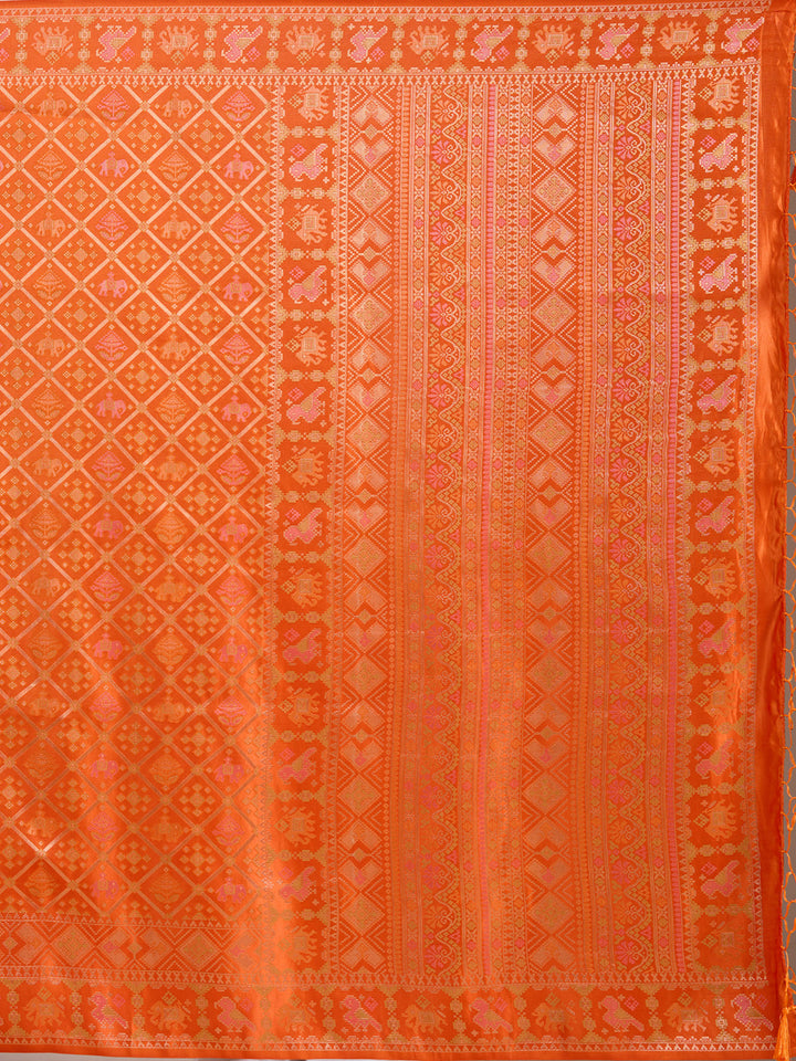 Rust Patola Art Silk Saree